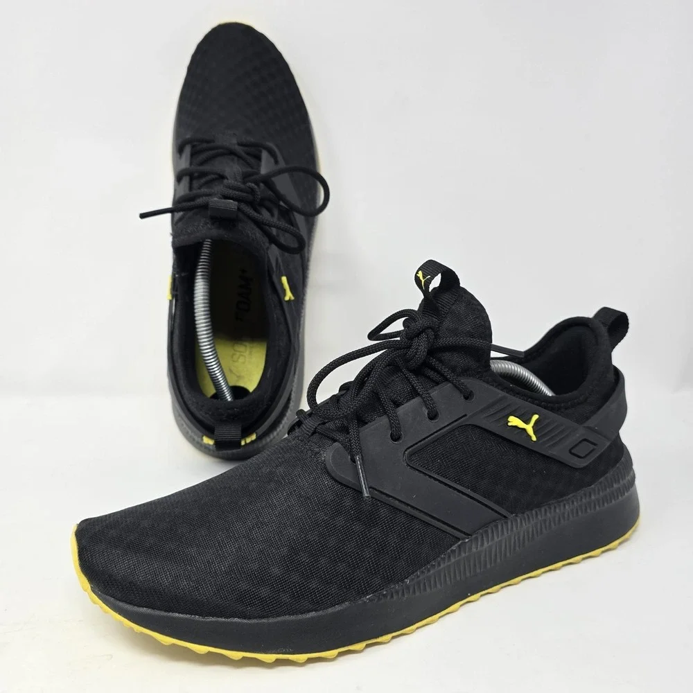 Puma Pacer Next Cage Mens Black Yellow Athletic Sneakers 370009-12 Size 12